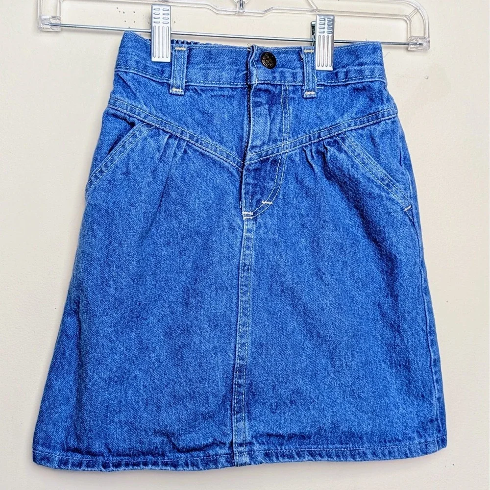 Vintage OshKosh B'Gosh 80s Denim Jean Skirt Made in USA Girls Size 4/5